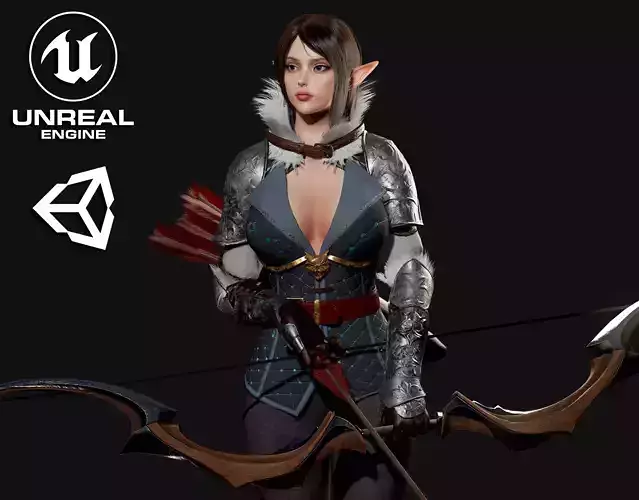 Archer Girl - Game Ready Low-poly 3D model