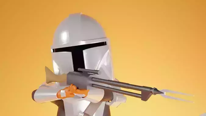 Simple Cartoon Model of The Mandalorian and Baby Yoda 3D model