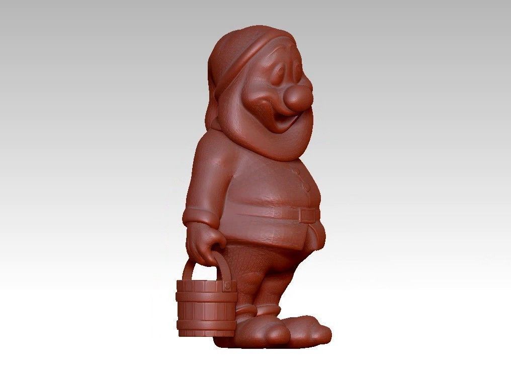 Garden Gnome with Bucket of water 3D print model_4