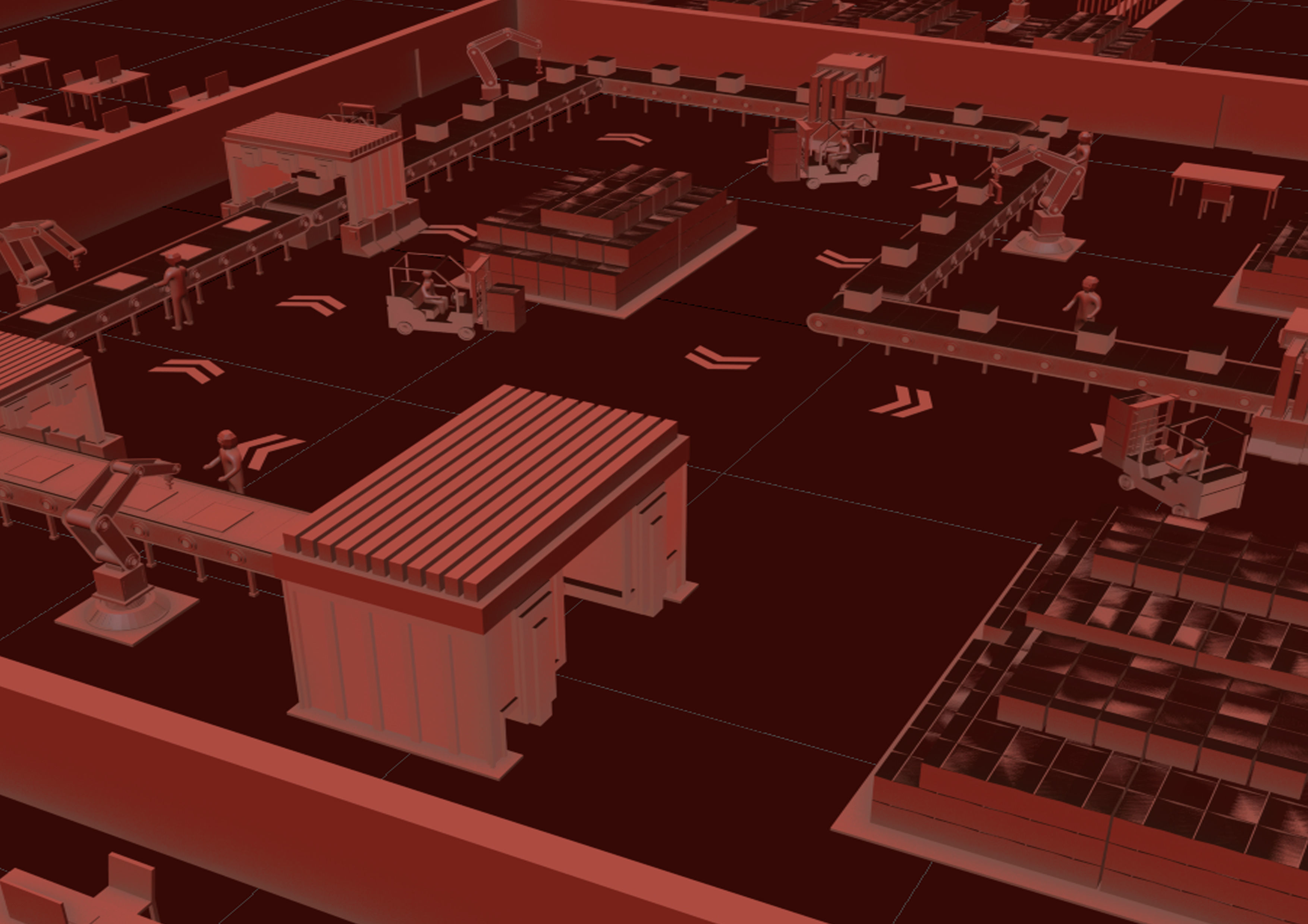 Sci fi factory with conveyor line and robotic arms  animation Low-poly 3D model_8