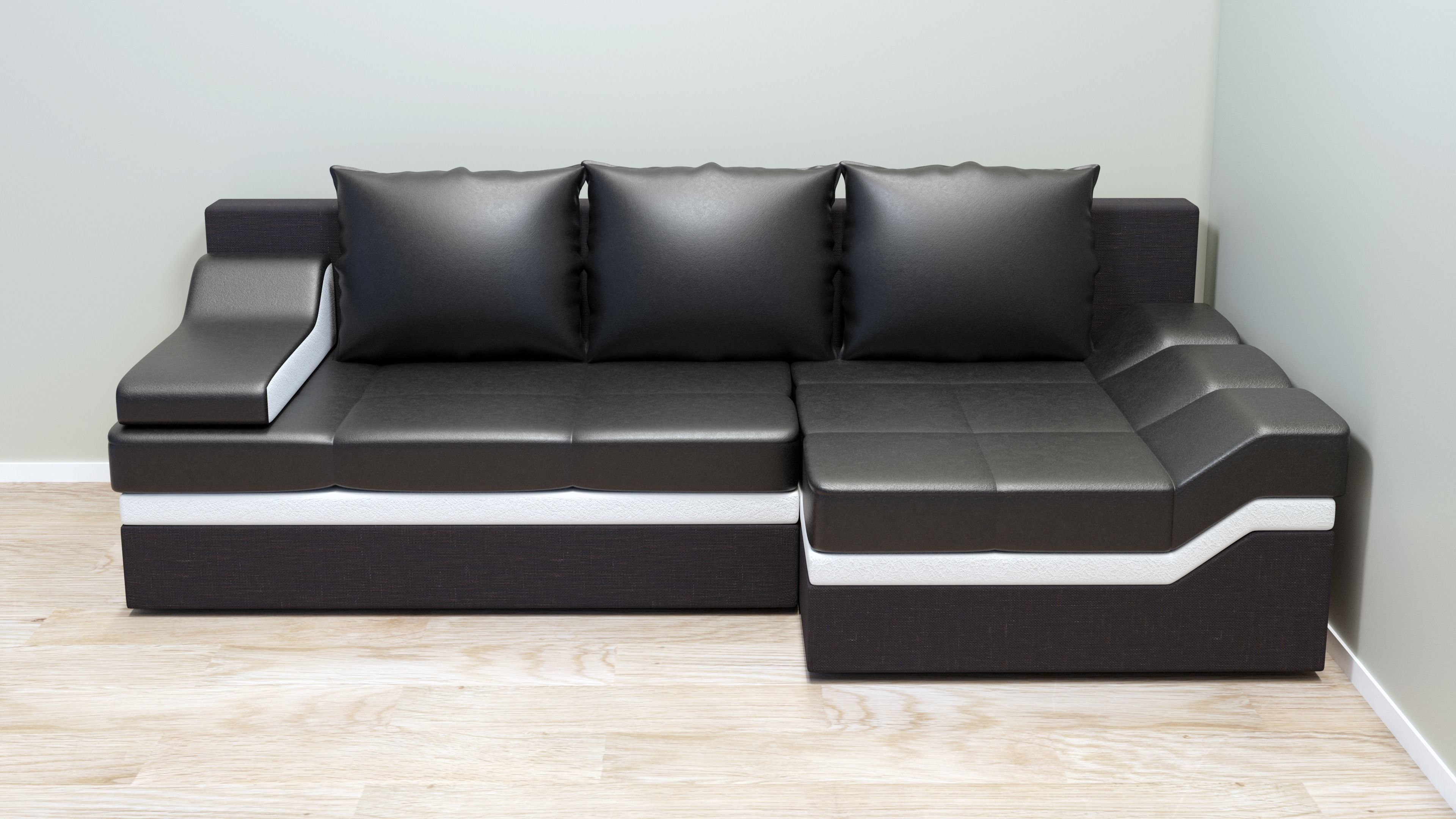 Realistic modern sofa couch Low-poly 3D model_4