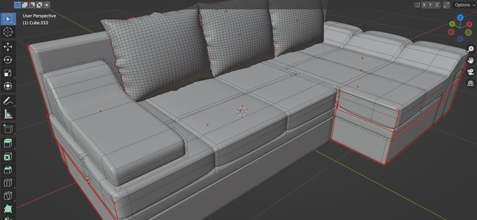 Realistic modern sofa couch Low-poly 3D model_2