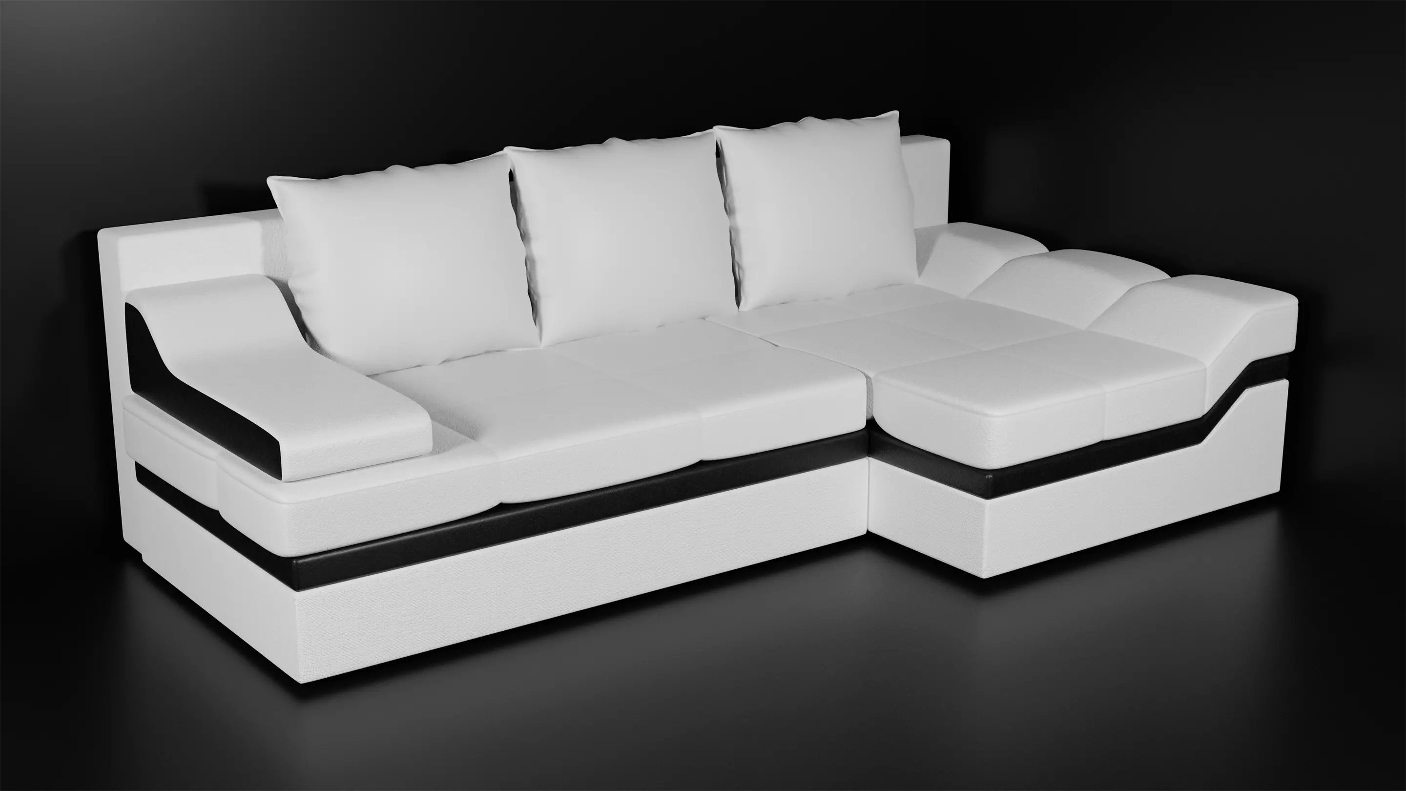 Realistic modern sofa couch Low-poly 3D model_0