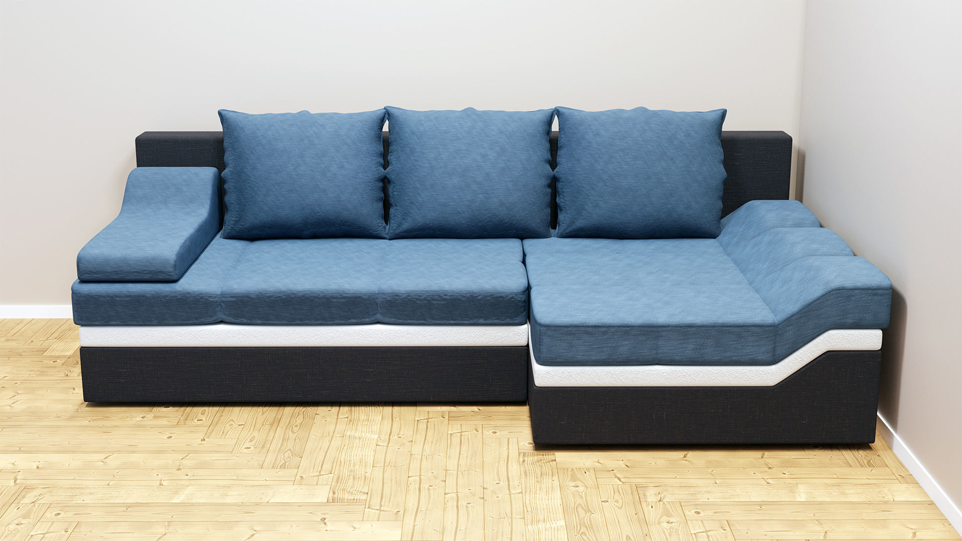 Realistic modern sofa couch Low-poly 3D model_5