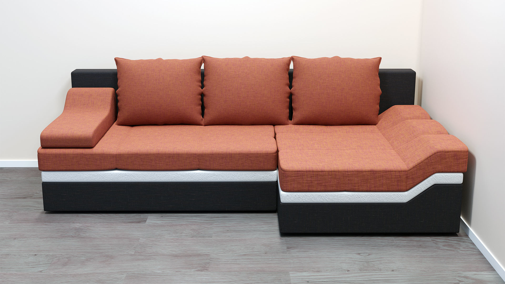 Realistic modern sofa couch Low-poly 3D model_6