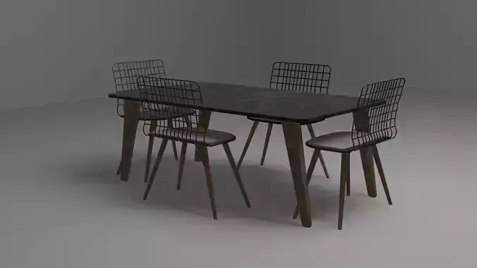 Wire Chair and Table 