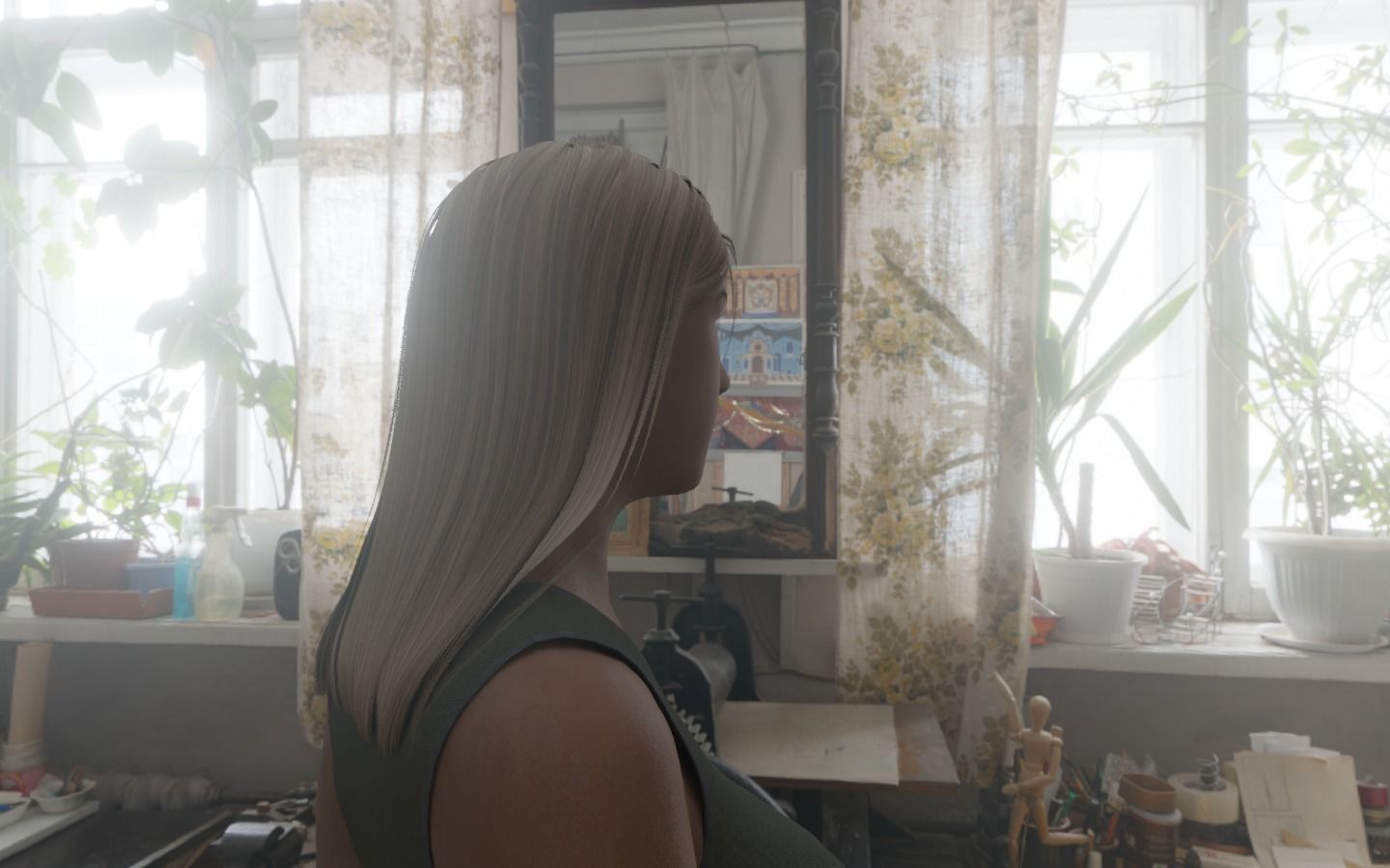 WOMAN HAIR 6 Low-poly 3D model_9