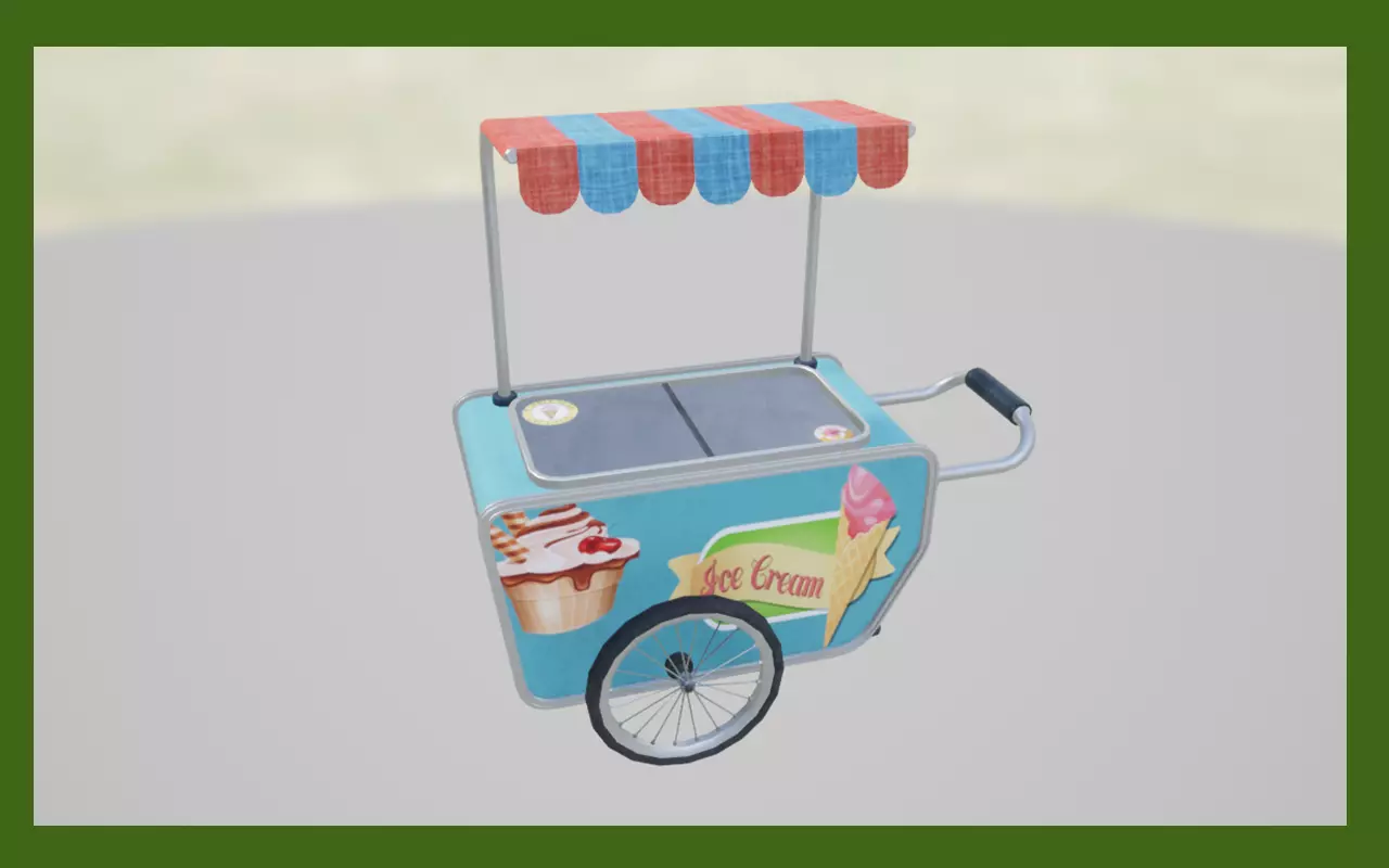 Ice cream cart Free low-poly 3D model_0