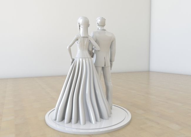 Wedding couple cake decor 3D print model_1