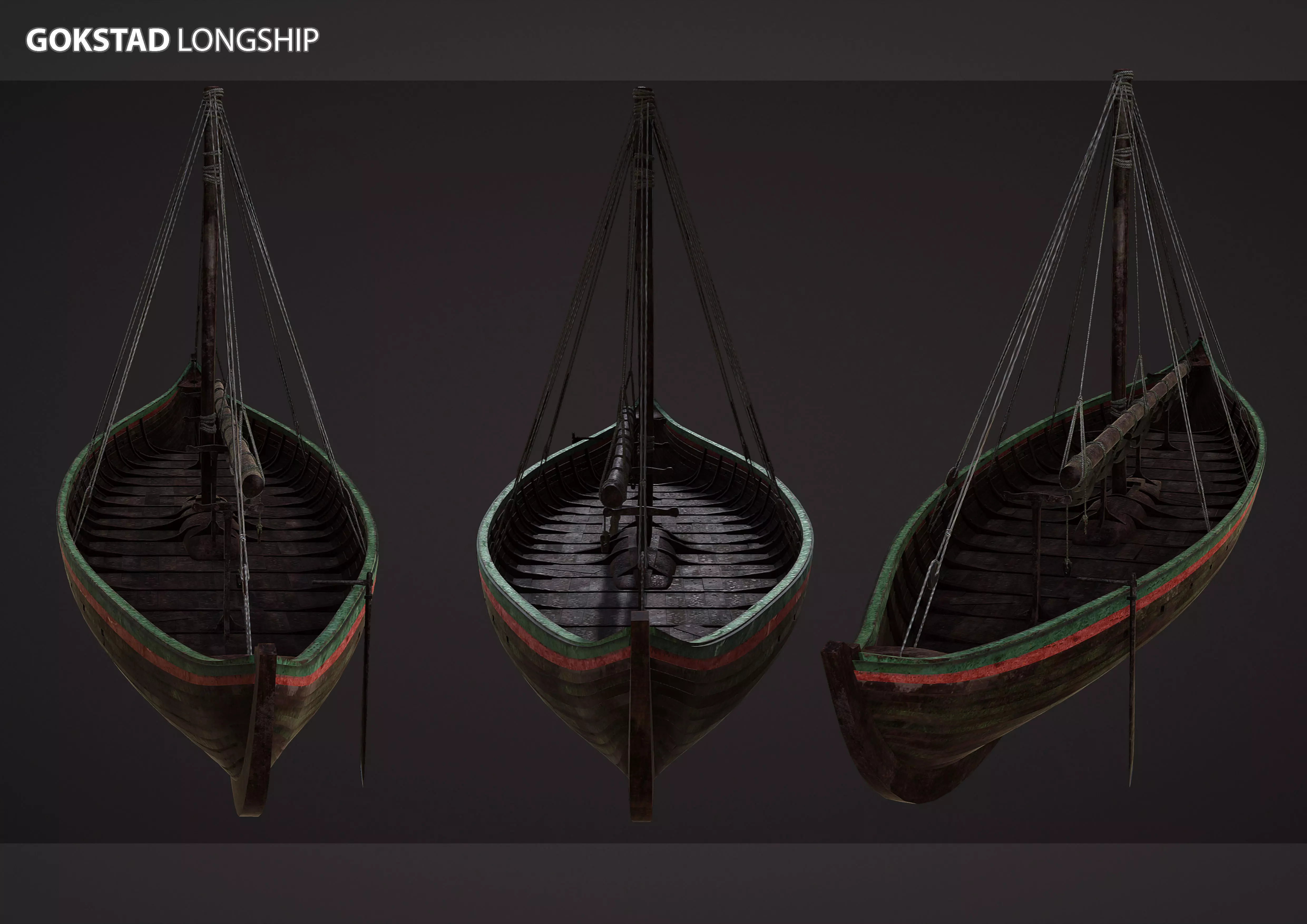 Gokstad Longship Low-poly 3D model_0