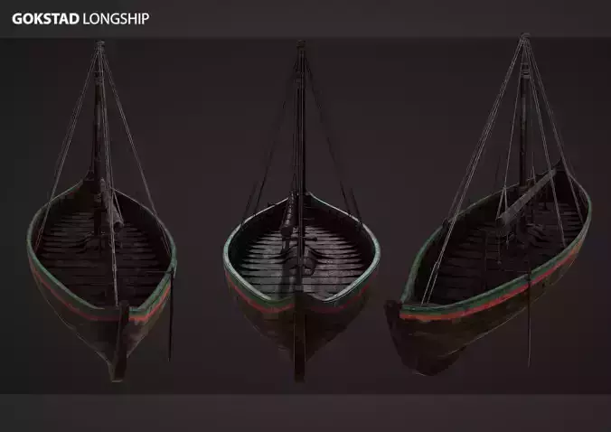 Gokstad Longship Low-poly 3D model
