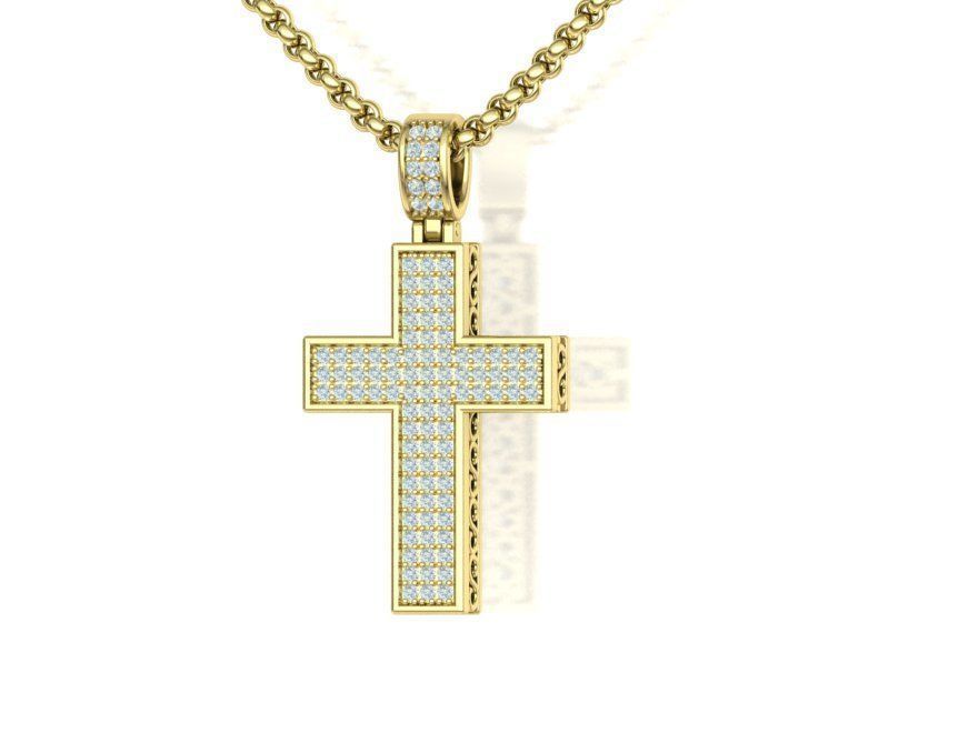 DIAMOND CROSS PENDANT NECKLACE 3dmodel 3D print model_7