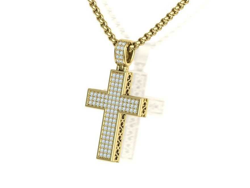 DIAMOND CROSS PENDANT NECKLACE 3dmodel 3D print model_23