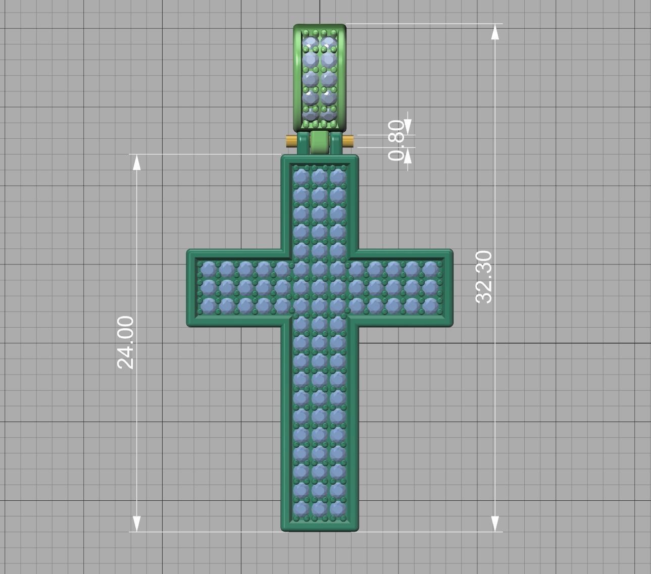 DIAMOND CROSS PENDANT NECKLACE 3dmodel 3D print model_9