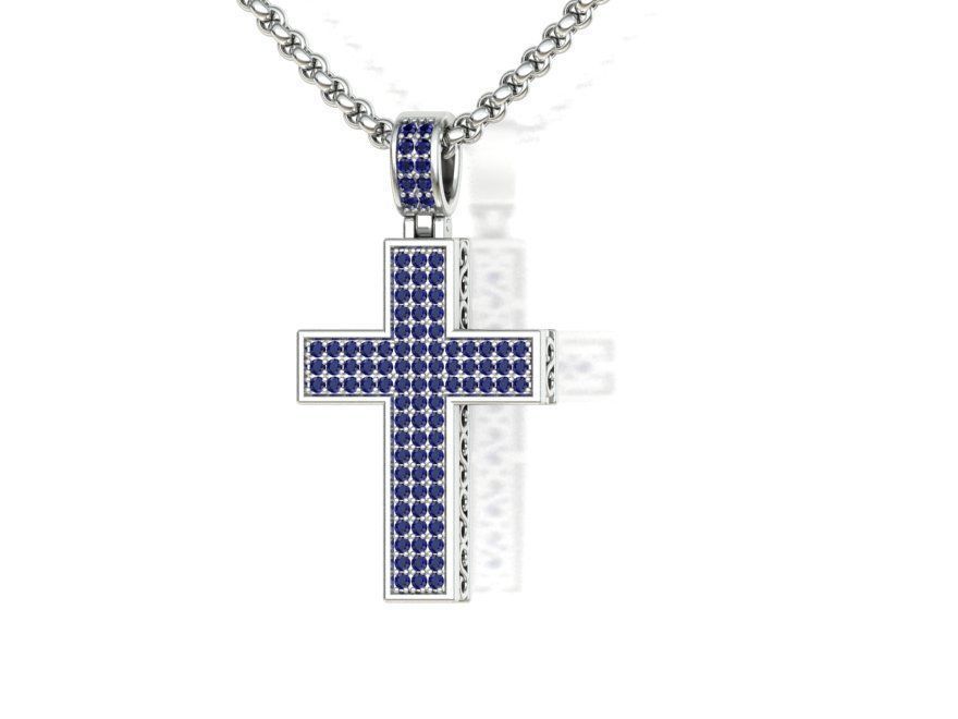 DIAMOND CROSS PENDANT NECKLACE 3dmodel 3D print model_5