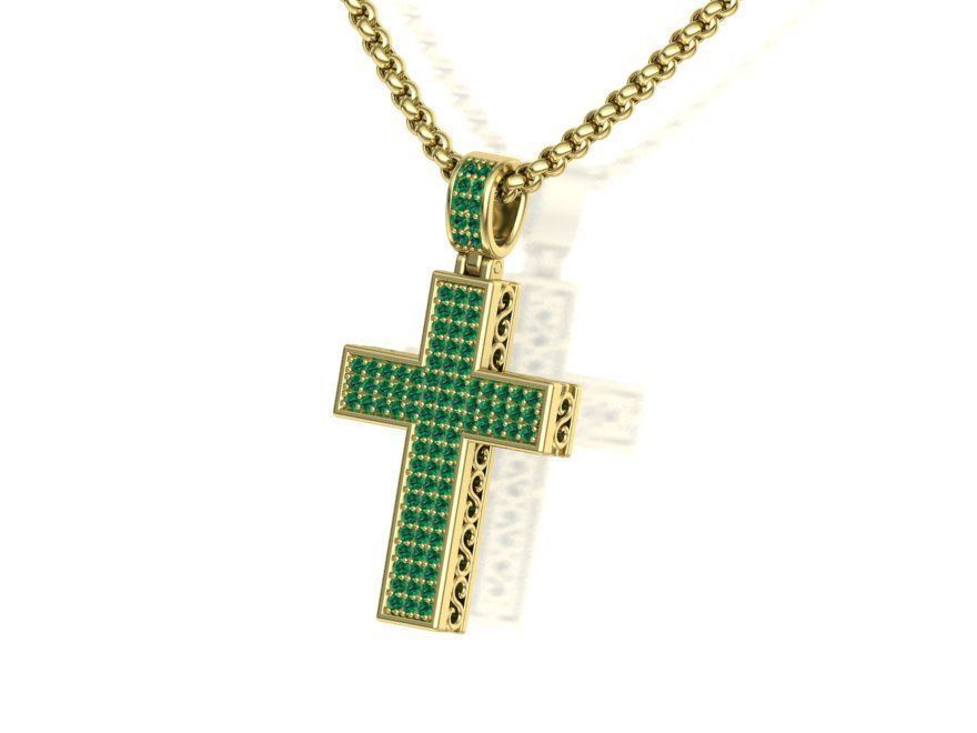 DIAMOND CROSS PENDANT NECKLACE 3dmodel 3D print model_24