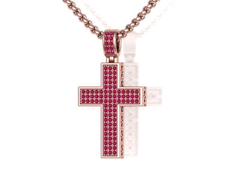 DIAMOND CROSS PENDANT NECKLACE 3dmodel 3D print model_3