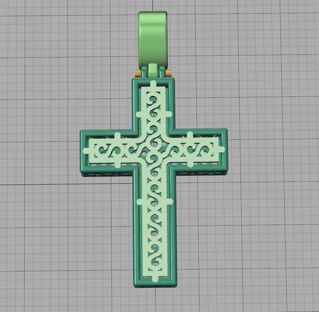 DIAMOND CROSS PENDANT NECKLACE 3dmodel 3D print model_19