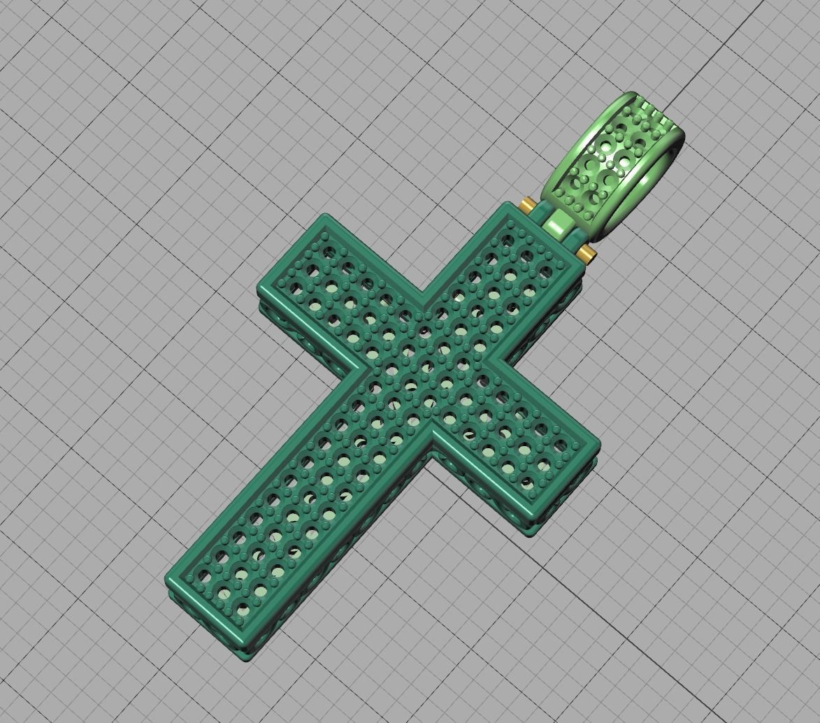 DIAMOND CROSS PENDANT NECKLACE 3dmodel 3D print model_18