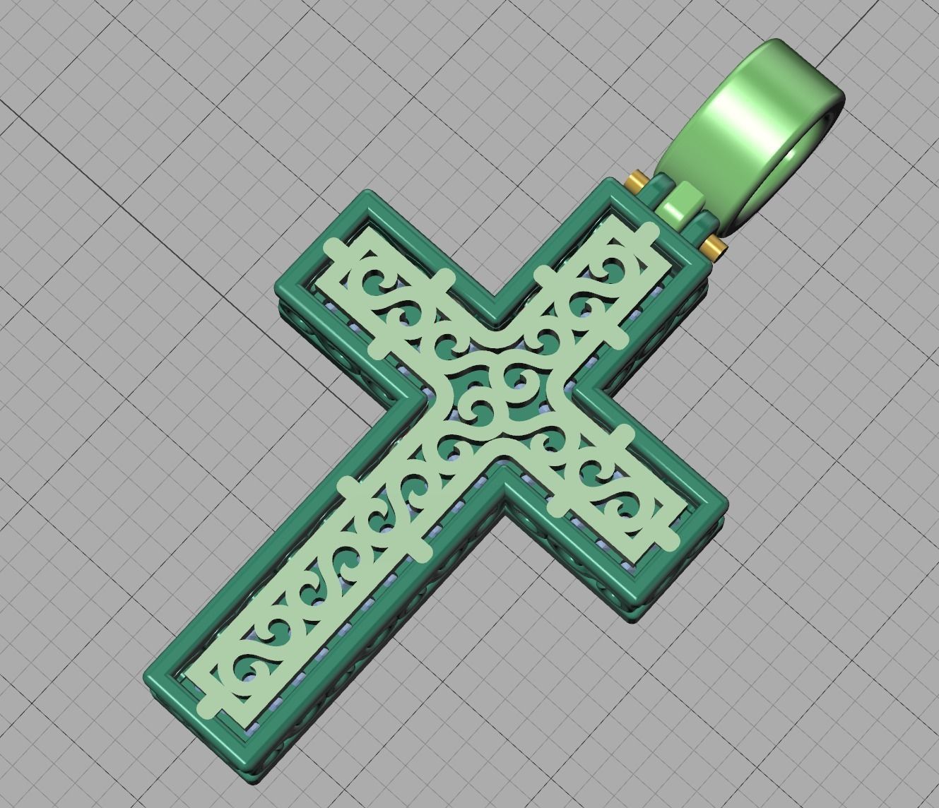 DIAMOND CROSS PENDANT NECKLACE 3dmodel 3D print model_17