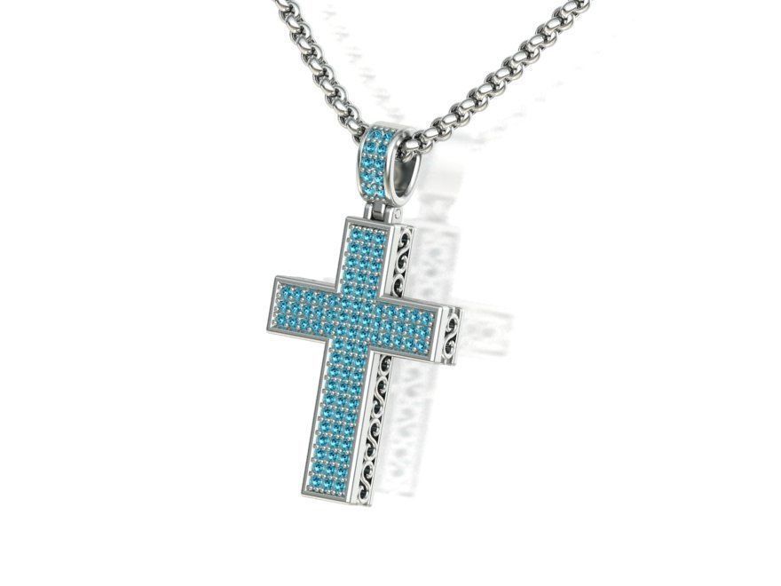 DIAMOND CROSS PENDANT NECKLACE 3dmodel 3D print model_22