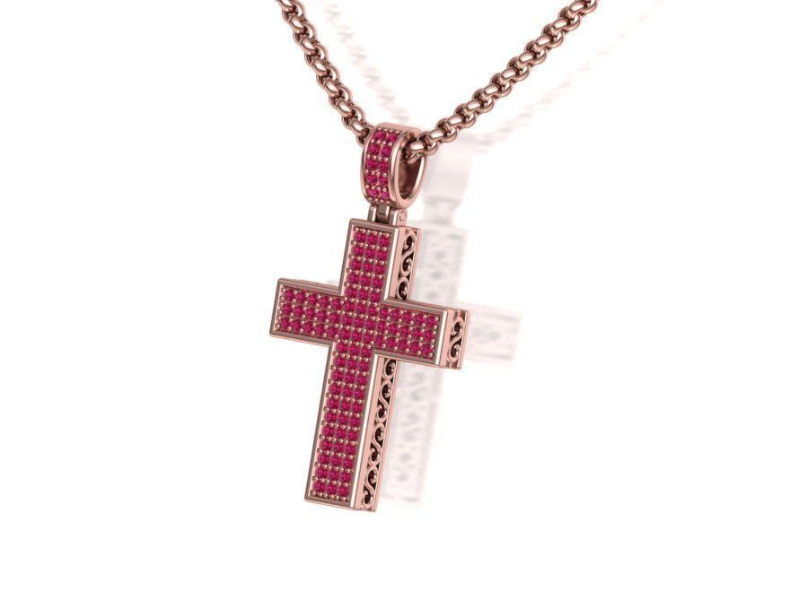 DIAMOND CROSS PENDANT NECKLACE 3dmodel 3D print model_26