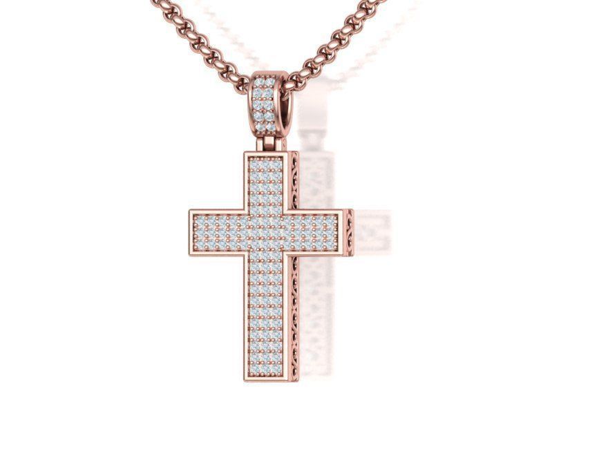 DIAMOND CROSS PENDANT NECKLACE 3dmodel 3D print model_2