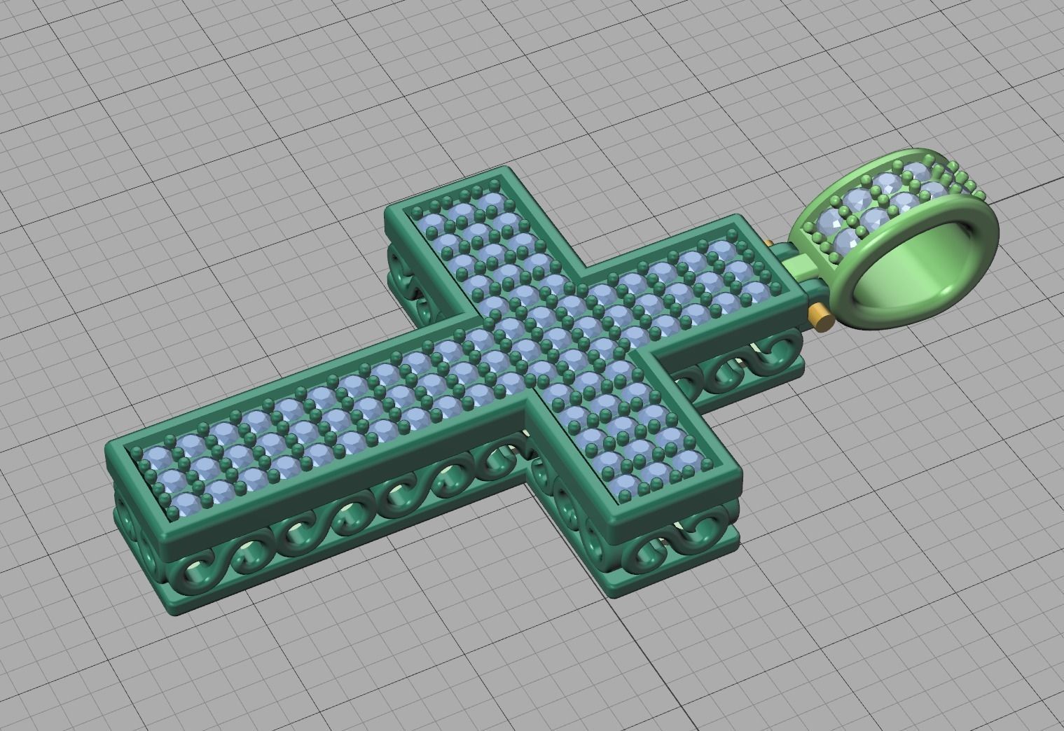 DIAMOND CROSS PENDANT NECKLACE 3dmodel 3D print model_15