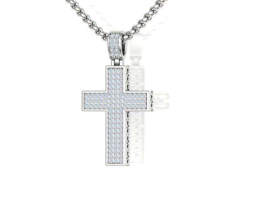DIAMOND CROSS PENDANT NECKLACE 3dmodel 3D print model_4