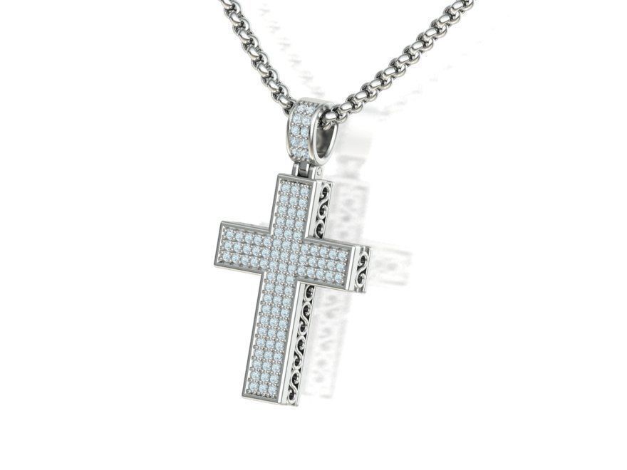 DIAMOND CROSS PENDANT NECKLACE 3dmodel 3D print model_20