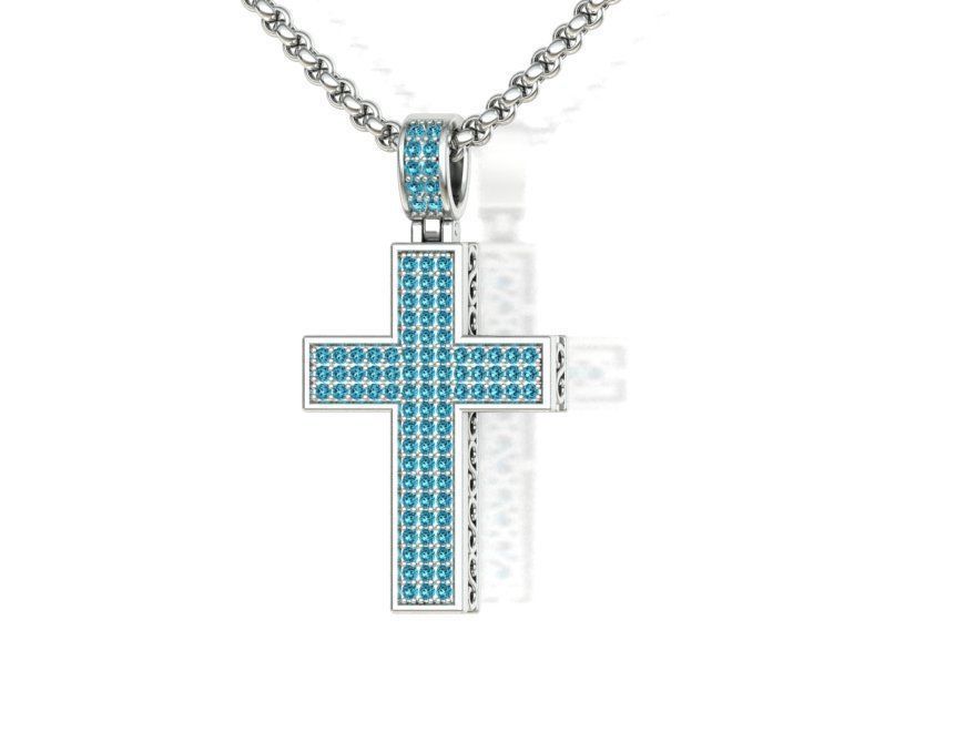 DIAMOND CROSS PENDANT NECKLACE 3dmodel 3D print model_6