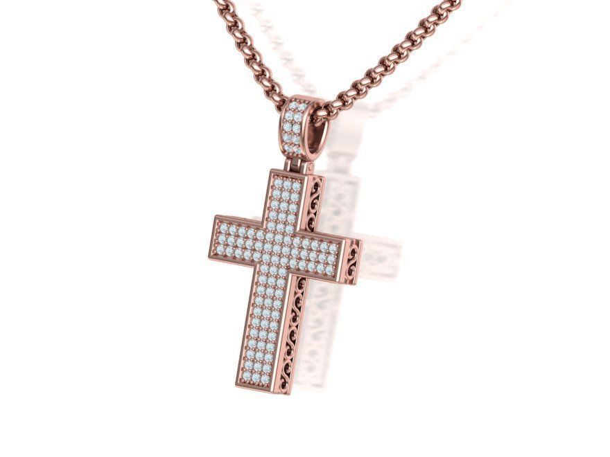 DIAMOND CROSS PENDANT NECKLACE 3dmodel 3D print model_25