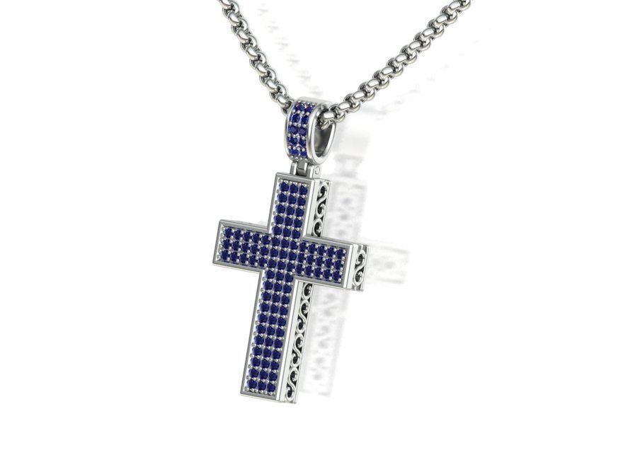 DIAMOND CROSS PENDANT NECKLACE 3dmodel 3D print model_21