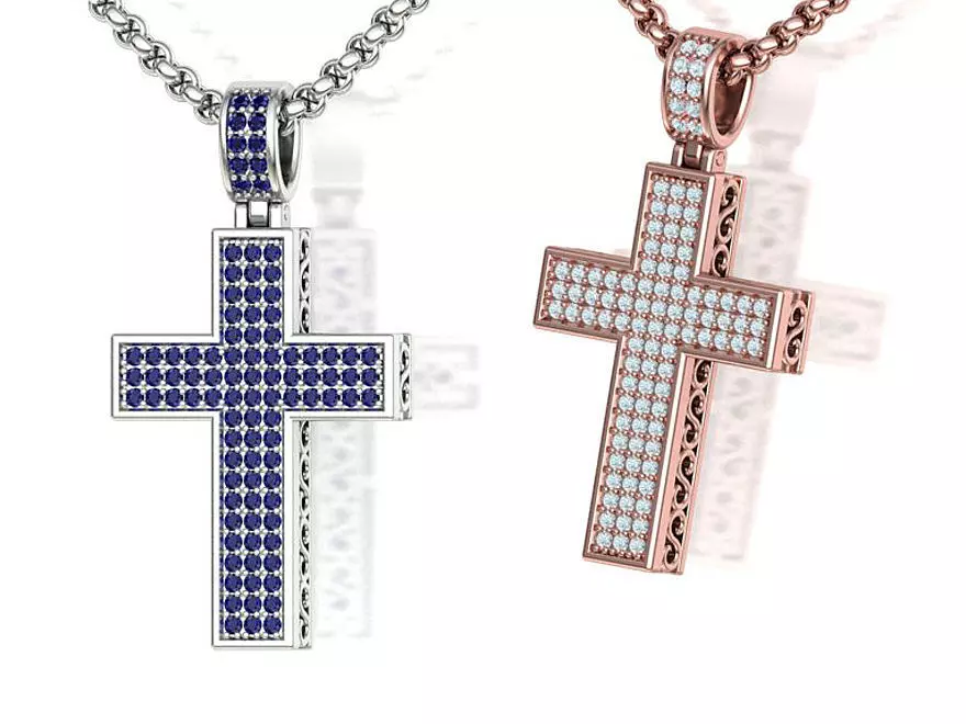 DIAMOND CROSS PENDANT NECKLACE 3dmodel 3D print model_0