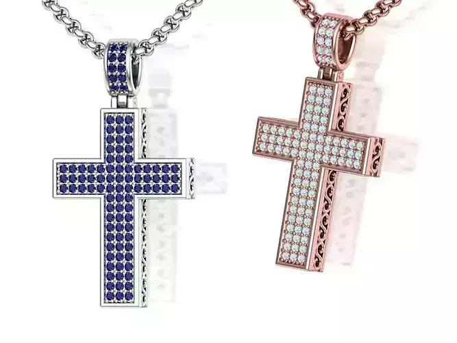 DIAMOND CROSS PENDANT NECKLACE 3dmodel 3D print model