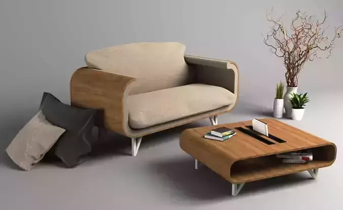 armchair sofa and coffee table