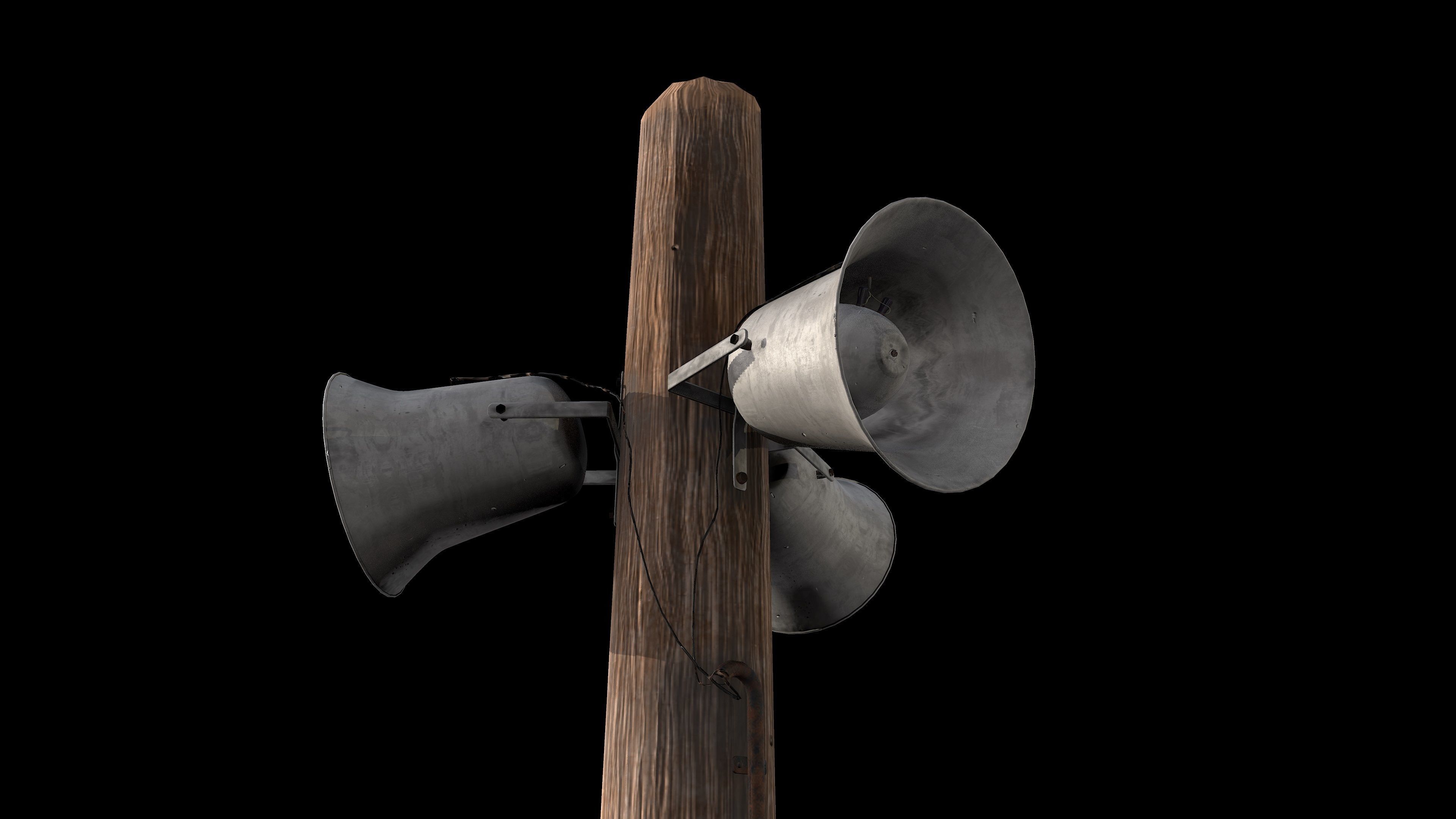 Outdoor speaker on a pole 3D model_4