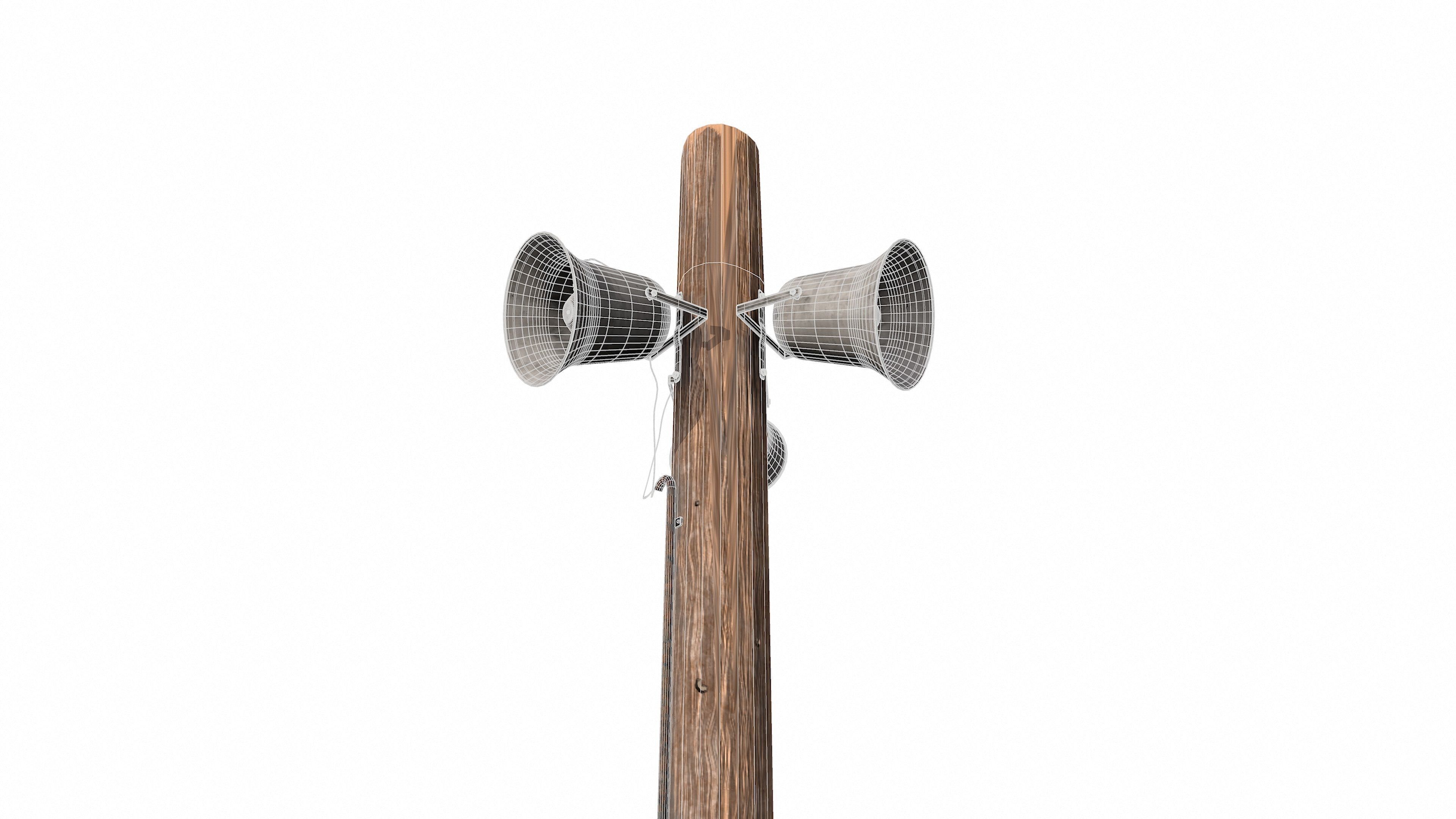 Outdoor speaker on a pole 3D model_24