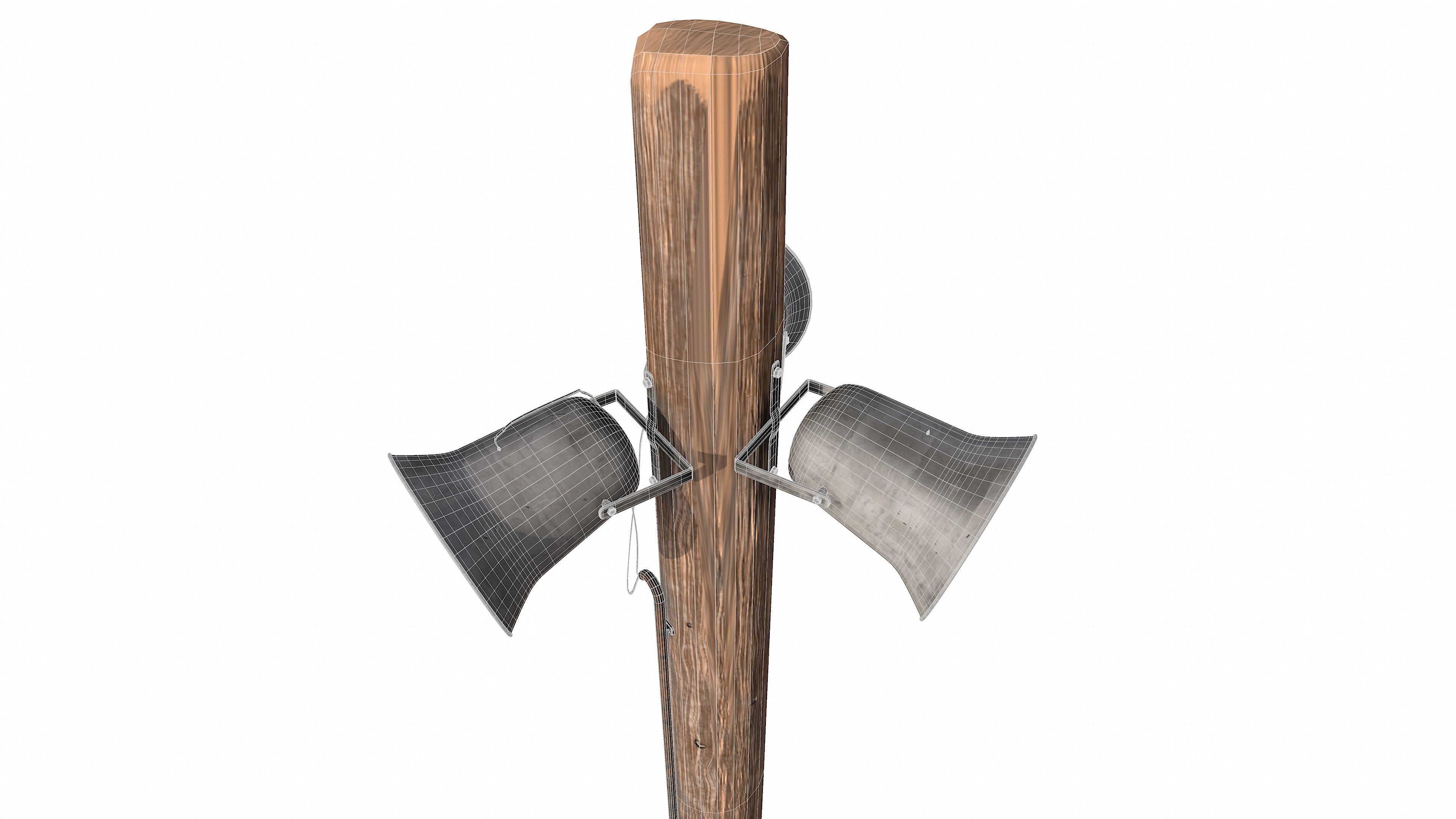 Outdoor speaker on a pole 3D model_25