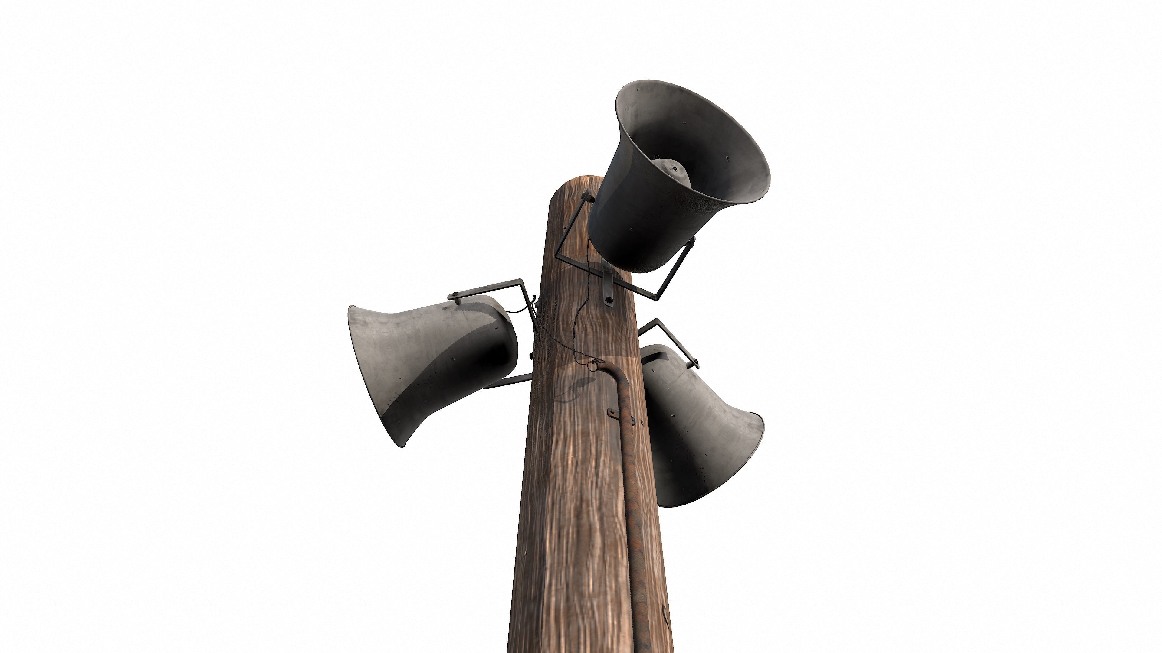 Outdoor speaker on a pole 3D model_9