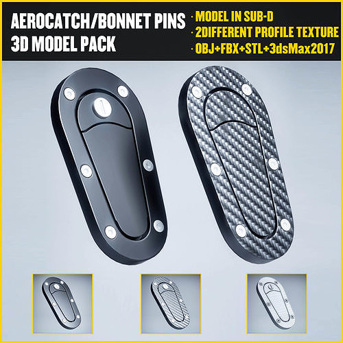 AeroCatch Bonnet Pins Low-poly 3D model