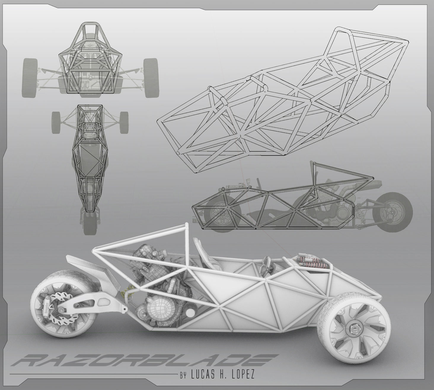 CONCEPT TRIKE BIKE Low-poly 3D model_5