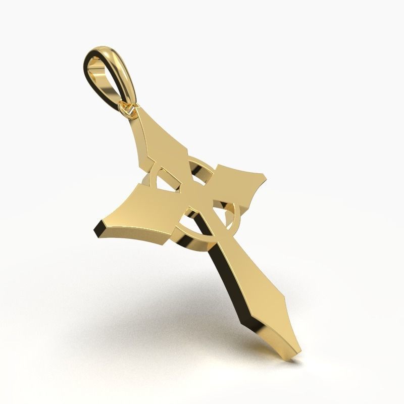 JESUS CROSS GOLD PENDANT 3D print model_3