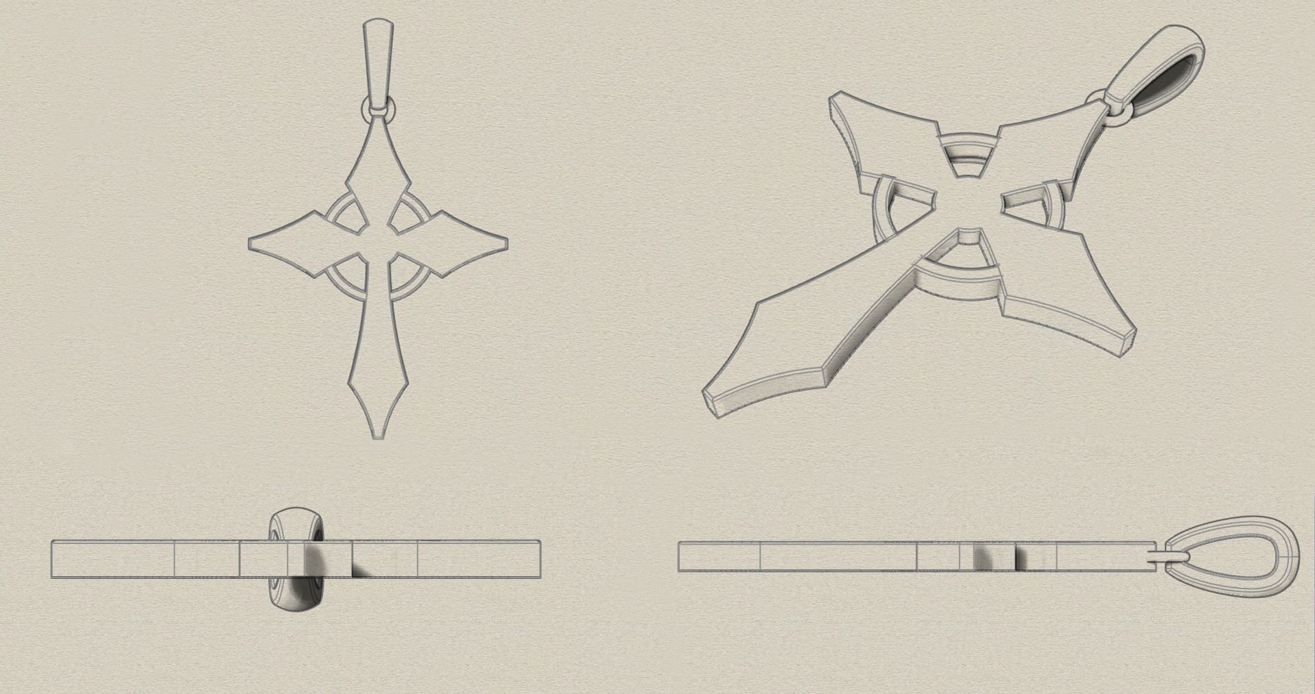 JESUS CROSS GOLD PENDANT 3D print model_6