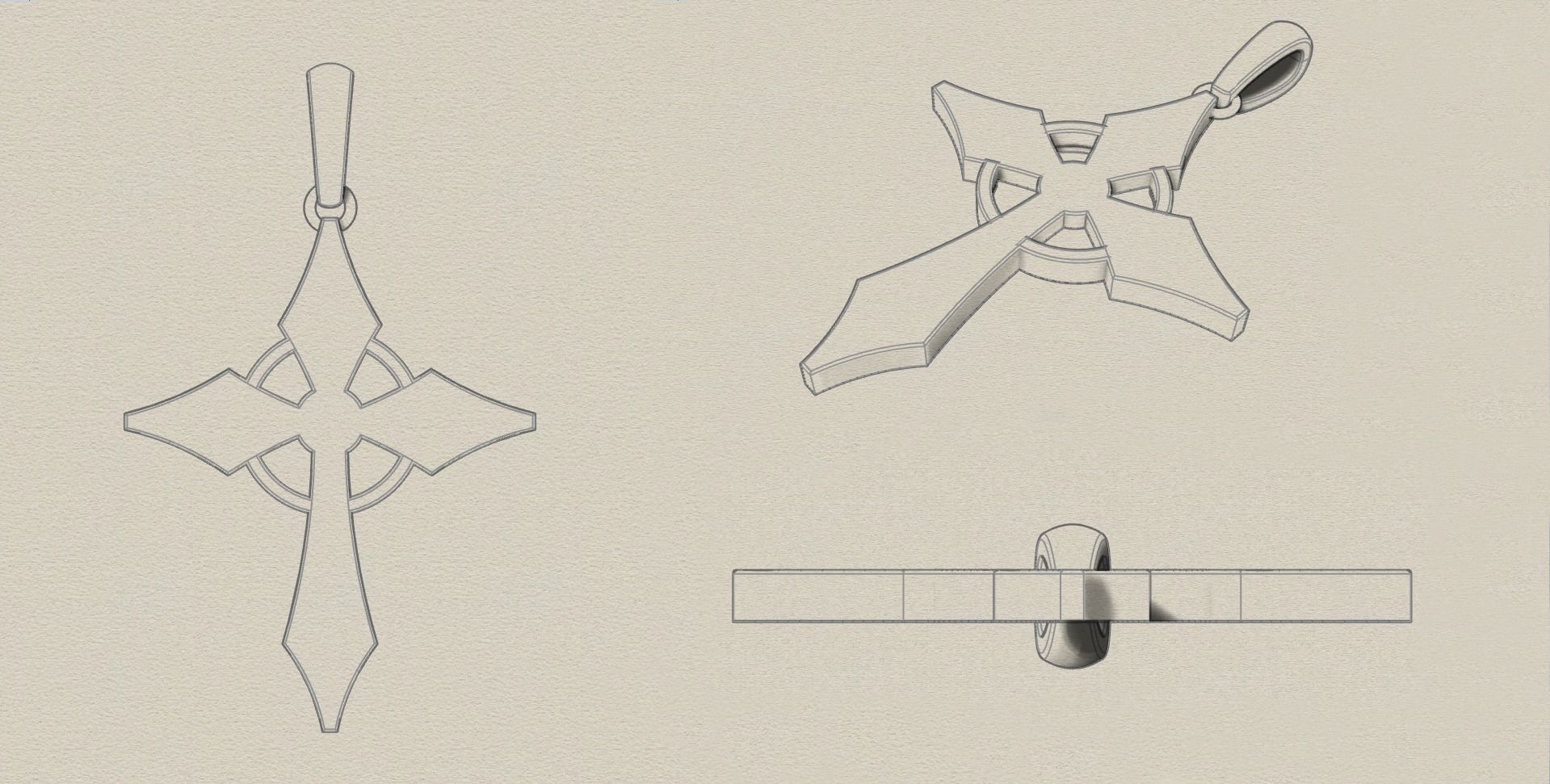 JESUS CROSS GOLD PENDANT 3D print model_12