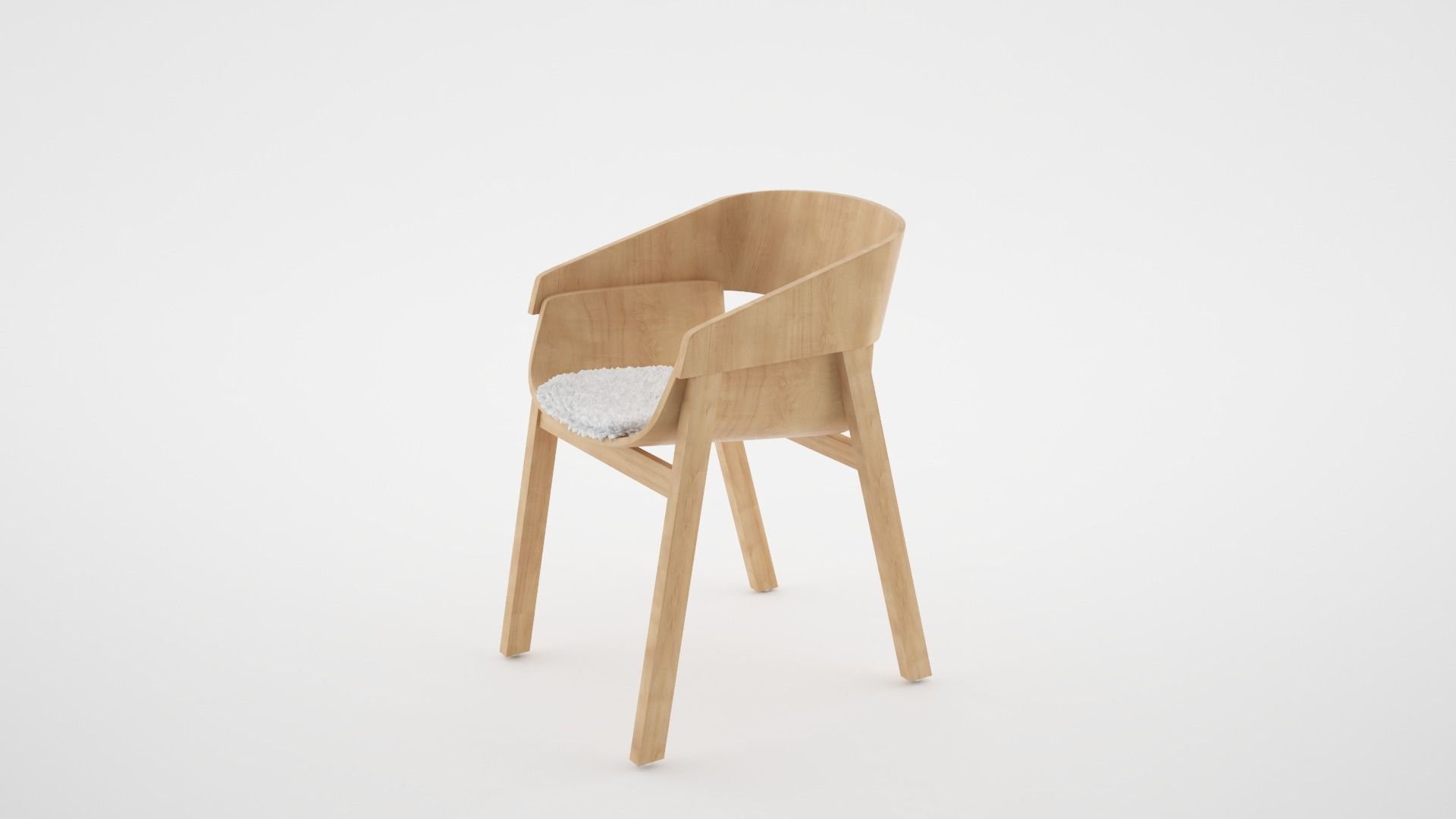 chair wood 3D model_2