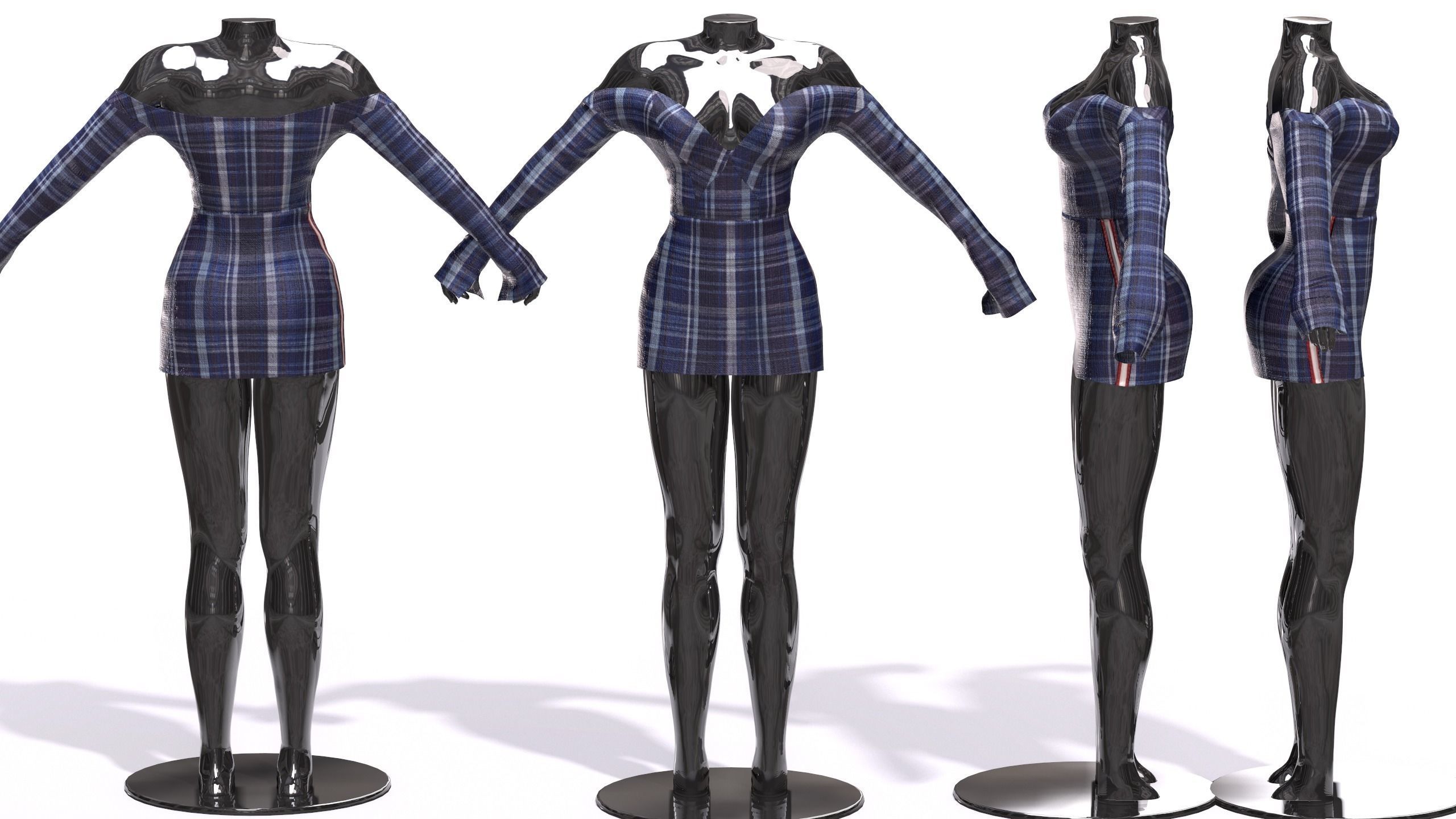 Female Clothing Low-poly 3D model_5