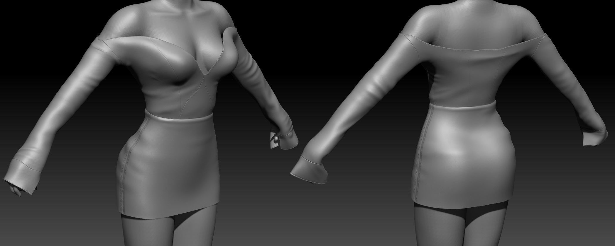 Female Clothing Low-poly 3D model_14