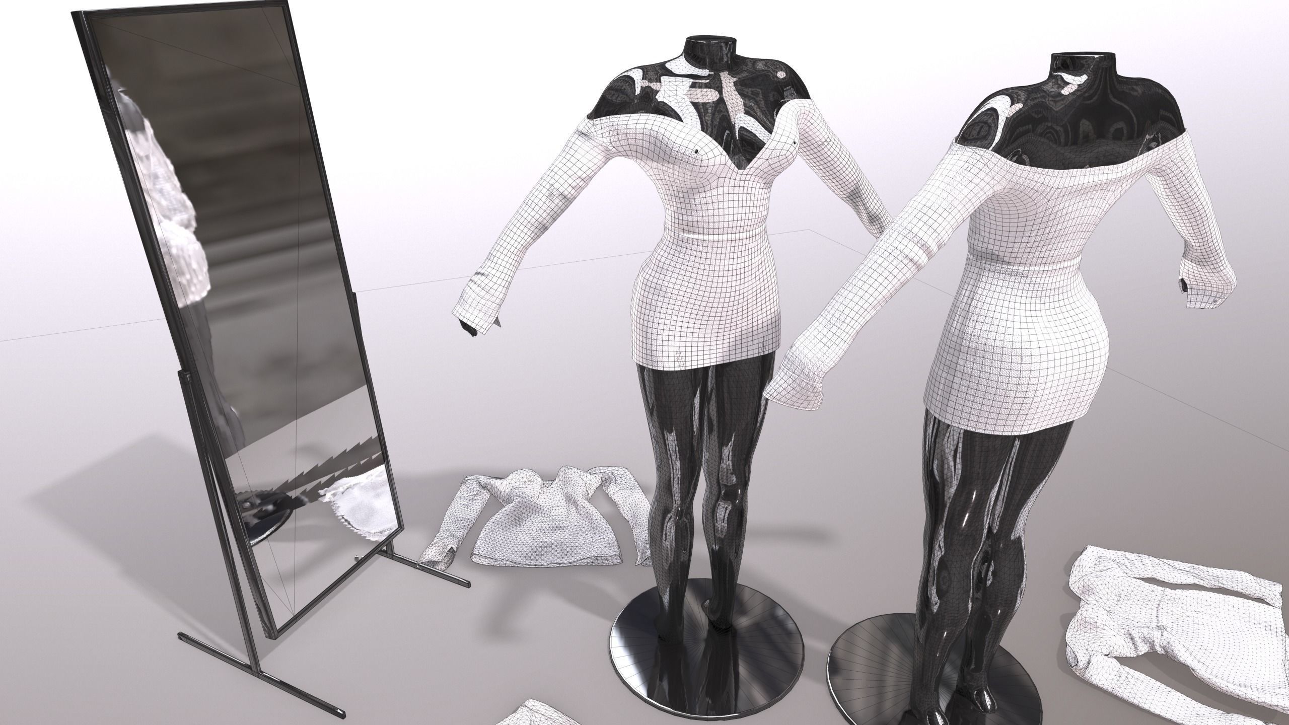 Female Clothing Low-poly 3D model_7