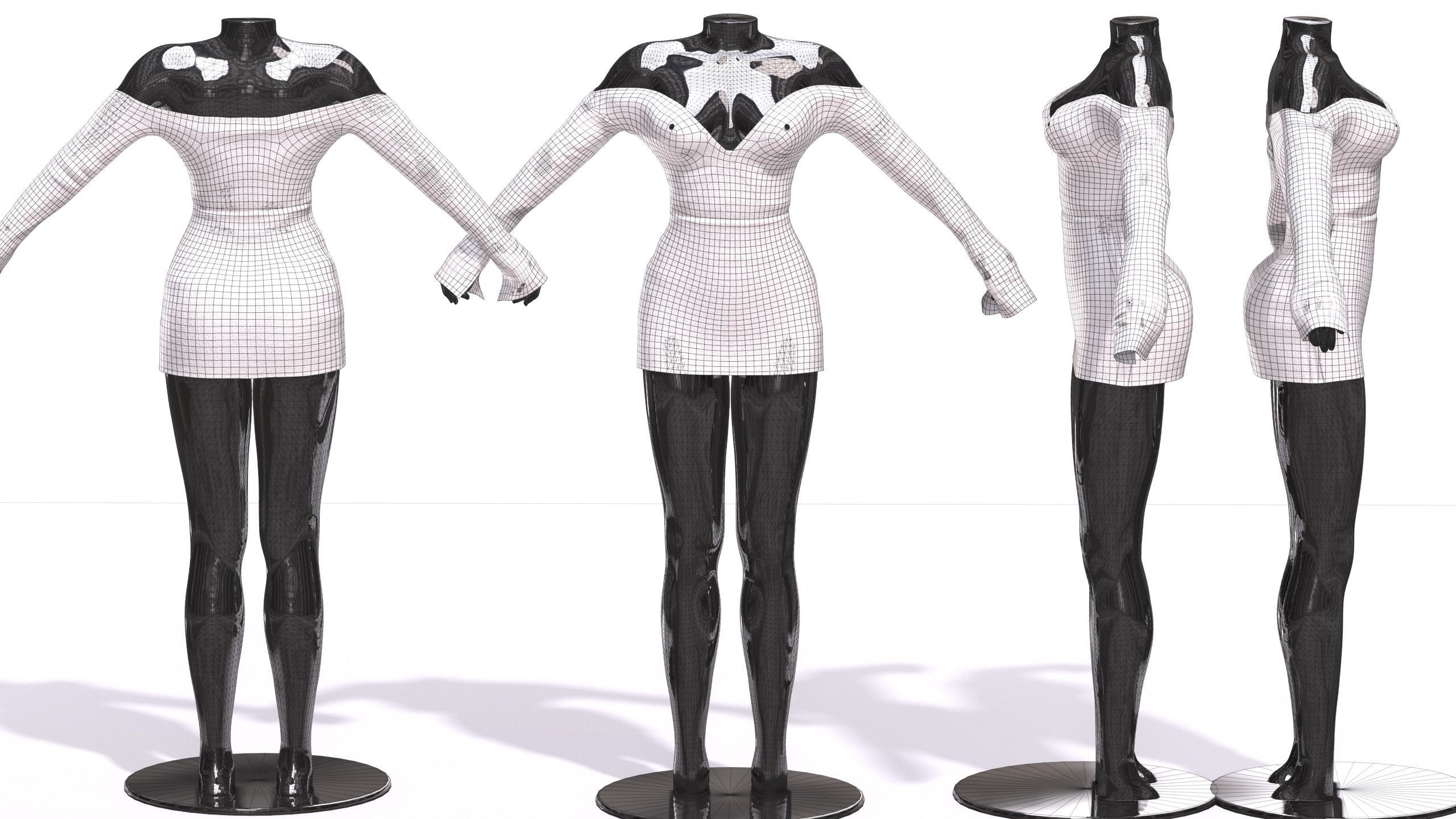 Female Clothing Low-poly 3D model_9
